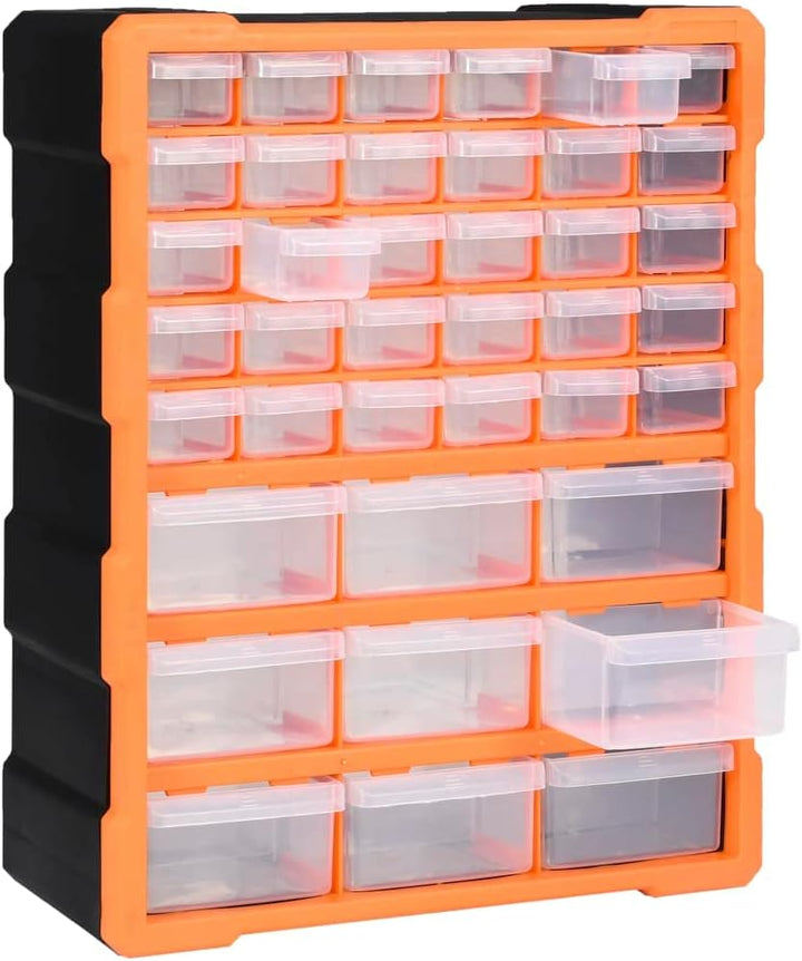 Myheimly Multi-Schubladen-Organizer mit 39 Schubladen 38x16x47 cm Orange und Schwarz 39 Schubladen,