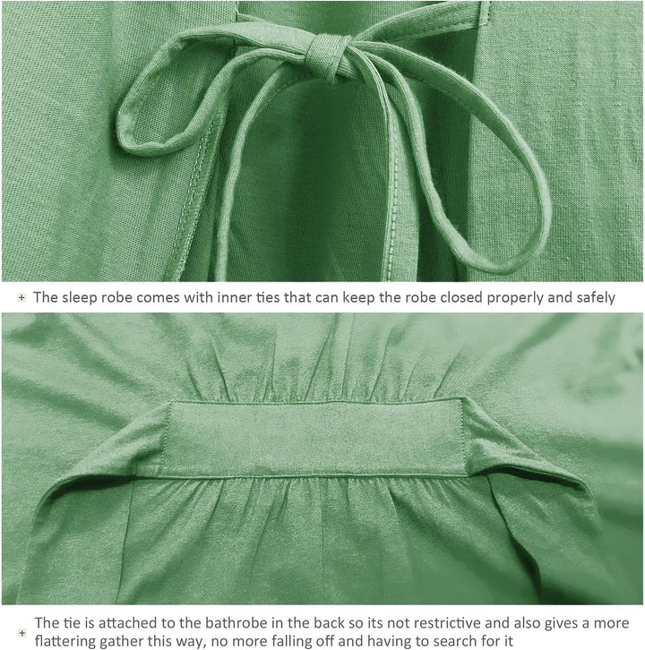 COLORFULLEAF 100% Baumwolle Bademantel Damen Kurz Morgenmantel Leicht Knielang Kimono Saunamantel Na
