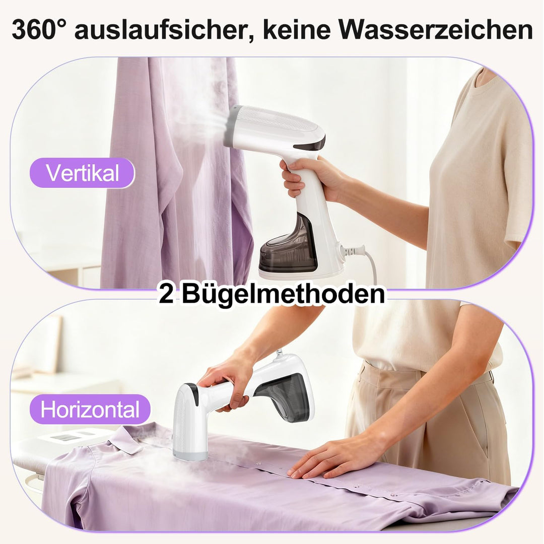 Steamer Dampfglätter 1650W 320ML Reisebügeleisen Wassertank 20s Schnelle Aufheizung 30G/min Tragbar