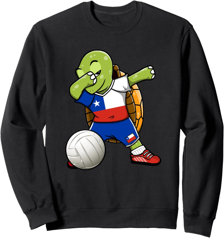 Dabbing Turtle Chile Volleyball-Fans Trikot chilenische Flagge Sweatshirt