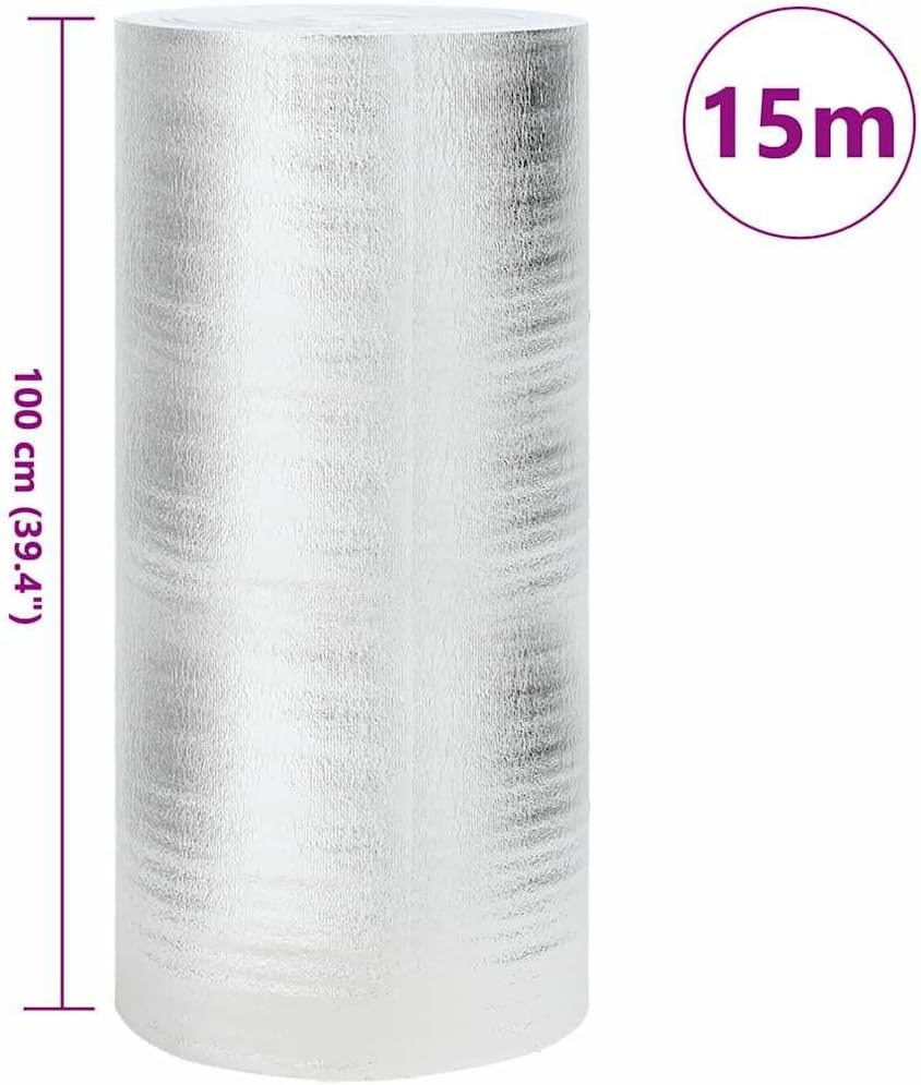 vidaXL Heizkörper-Reflektorfolie Silber 15 x 1 m Polyethylen, Heizaccessoire fürs Wohnzimmer, zylind