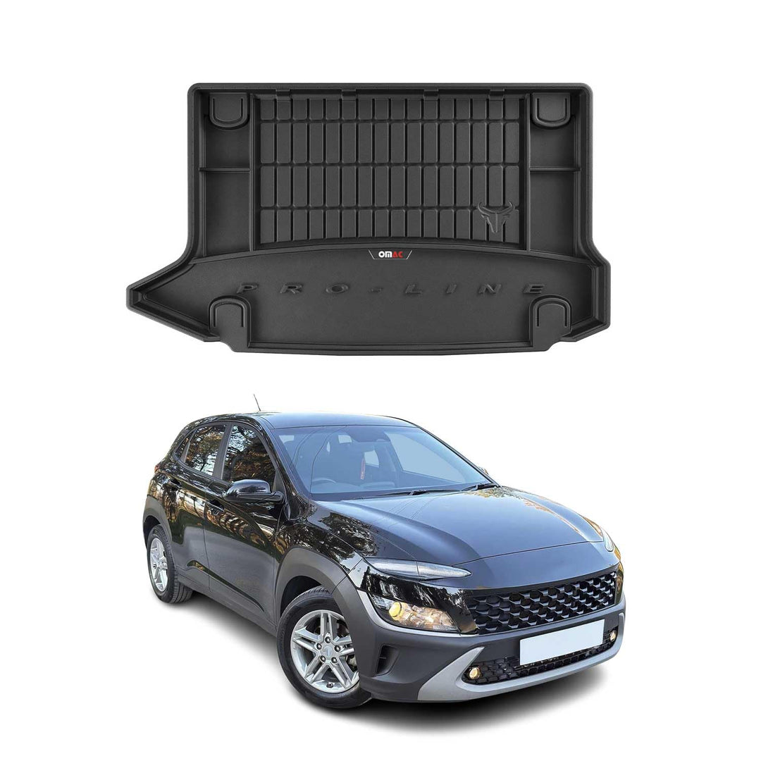 OMAC Gummi Kofferraumwanne kompatibel mit Hyundai Kona I 2018-2023 TPE Laderaumwanne Schwarz