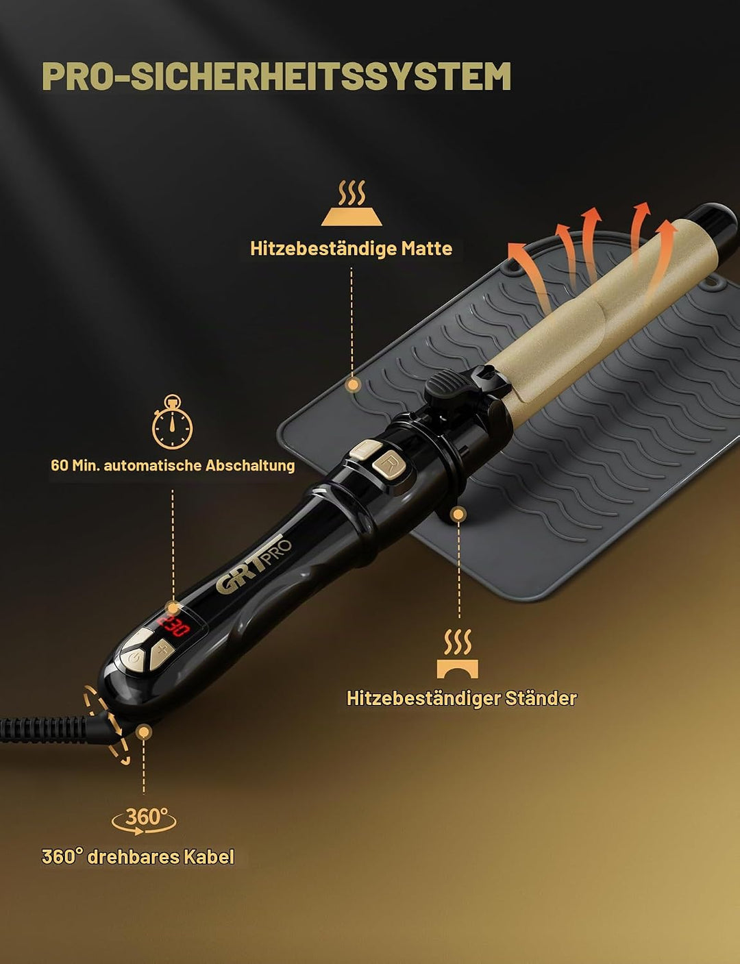 Automatischer Lockenstab mit Rotation 28mm - Profi Lockenstab Grosse Locken mit 14 Heizstufen (100-2