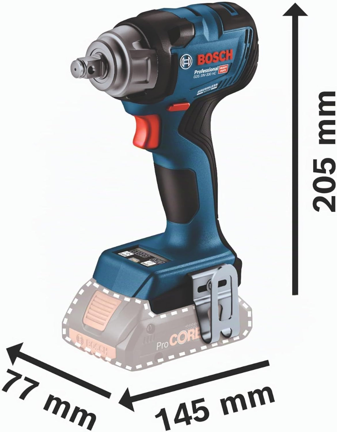 Bosch Professional 18V System Akku-Drehschlagschrauber GDS 18V-330 HC (330 Nm Anziehmoment und 560 N