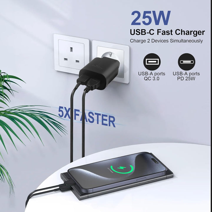 2er-Pack 25W USB C Ladegerät, Schnellladegerät Adapter Netzteil für Samsung Galaxy S25/S24/S23/S22/S