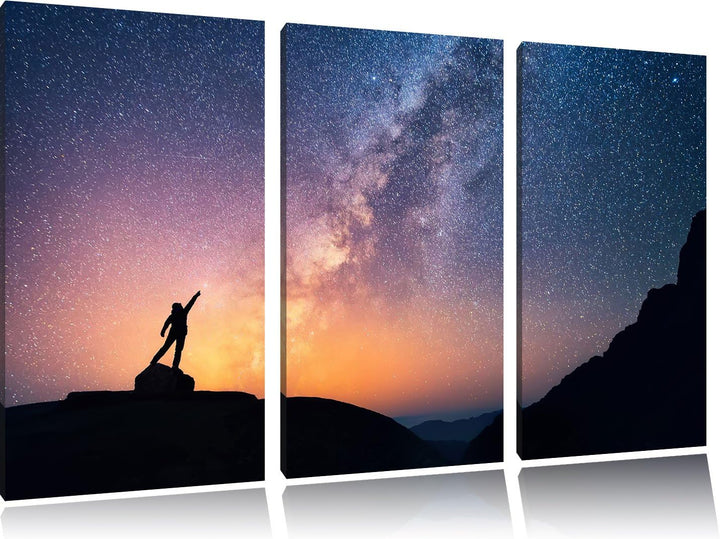 Pixxprint Sternenfänger Milchstrasse als Leinwandbild - Grösse: 3-Teilig (120x80cm) - Wandbild - Kun