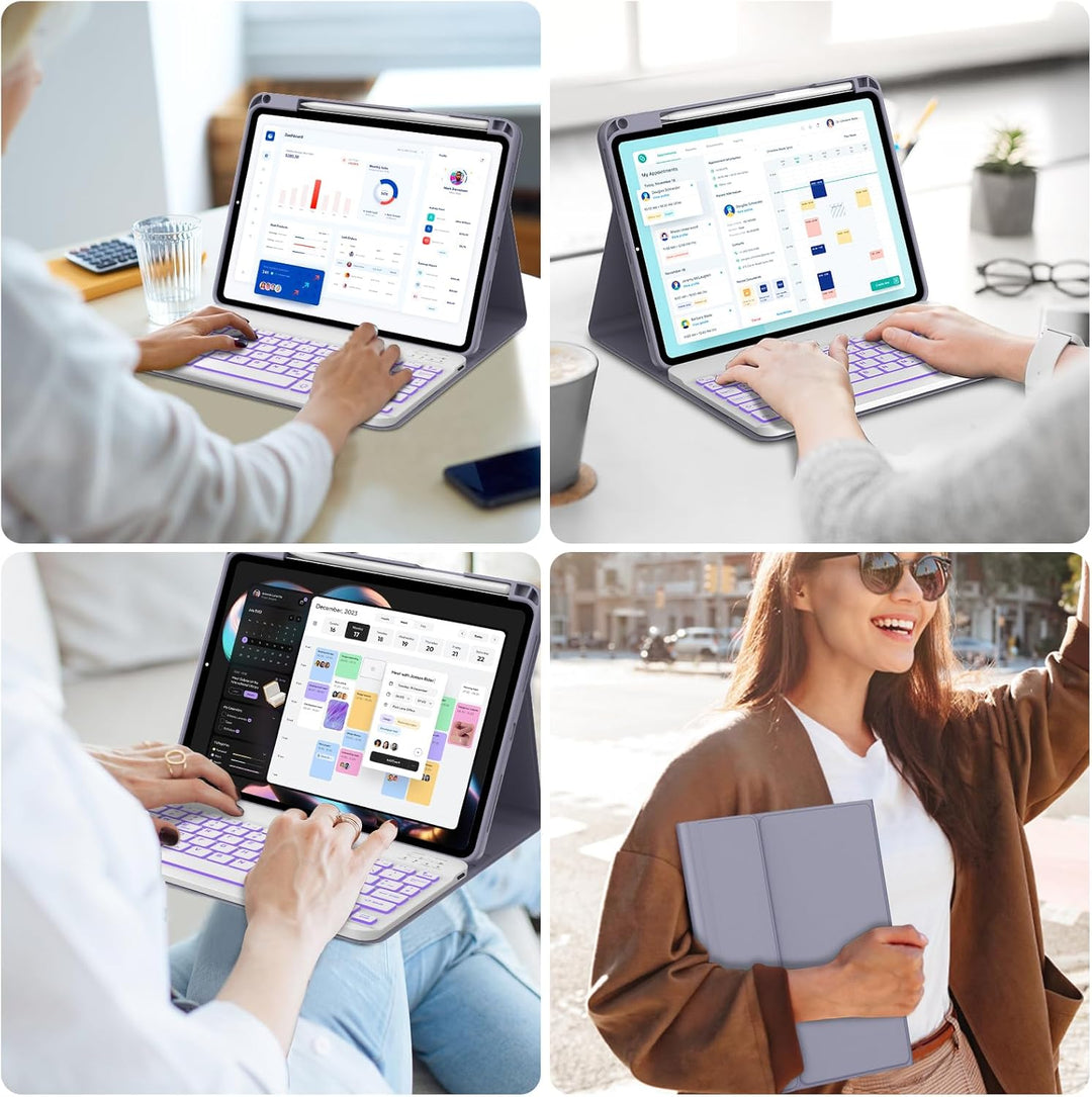 IVEOPPE Hülle mit Tastatur für iPad A16 11 Generation 2025/10 Generation 2022, Bluetooth Magnetische