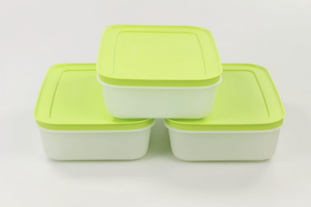 TUPPERWARE Gefrier-Behälter (3) Eis-Kristall Eiskristall 1,0 L grün-weiss flach 29739