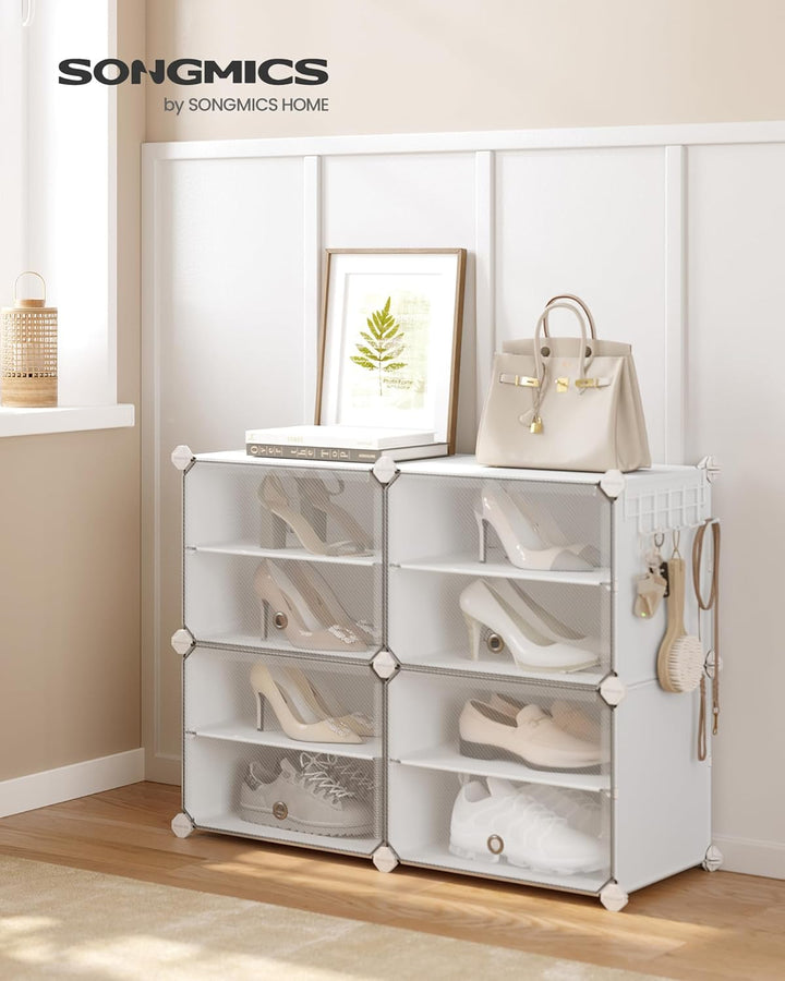 SONGMICS Schuhregal, Schuhschrank, für Garderobe und Eingangsbereich, anpassbar, 4 Fächer, für bis z