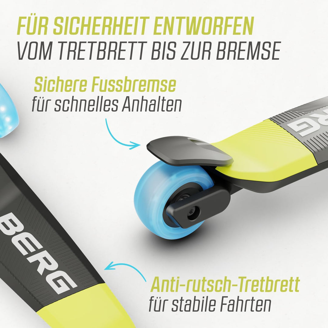 Kinderroller BERG Nexo, Kinderscooter ab 2 Jahre, Dreiradscooter, Höhenverstellbar, Faltbar Lenker,