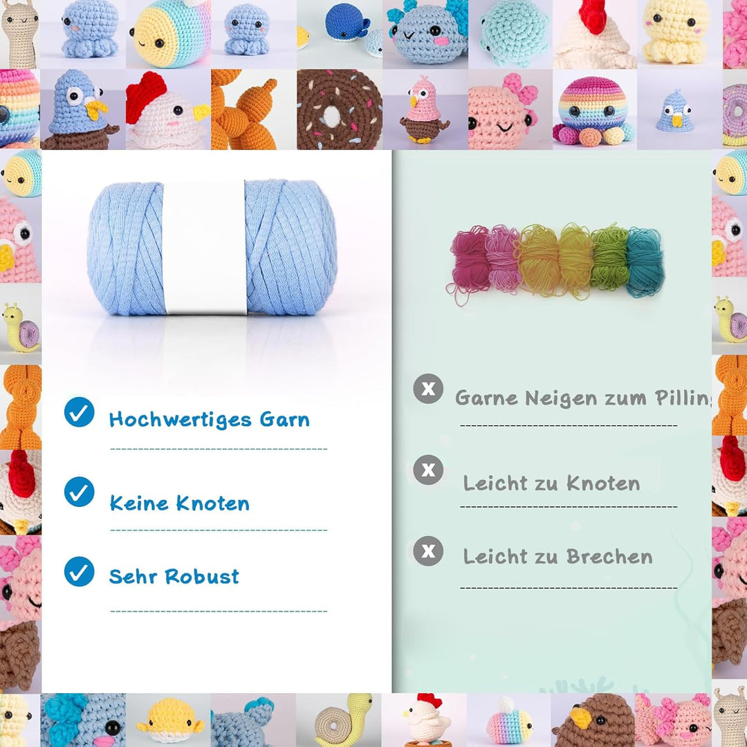 LYKTRIX Häkelset für Anfänger, 2Pack Häkelset Tiere und Strickset für Anfänger mit Videoanleitungen,
