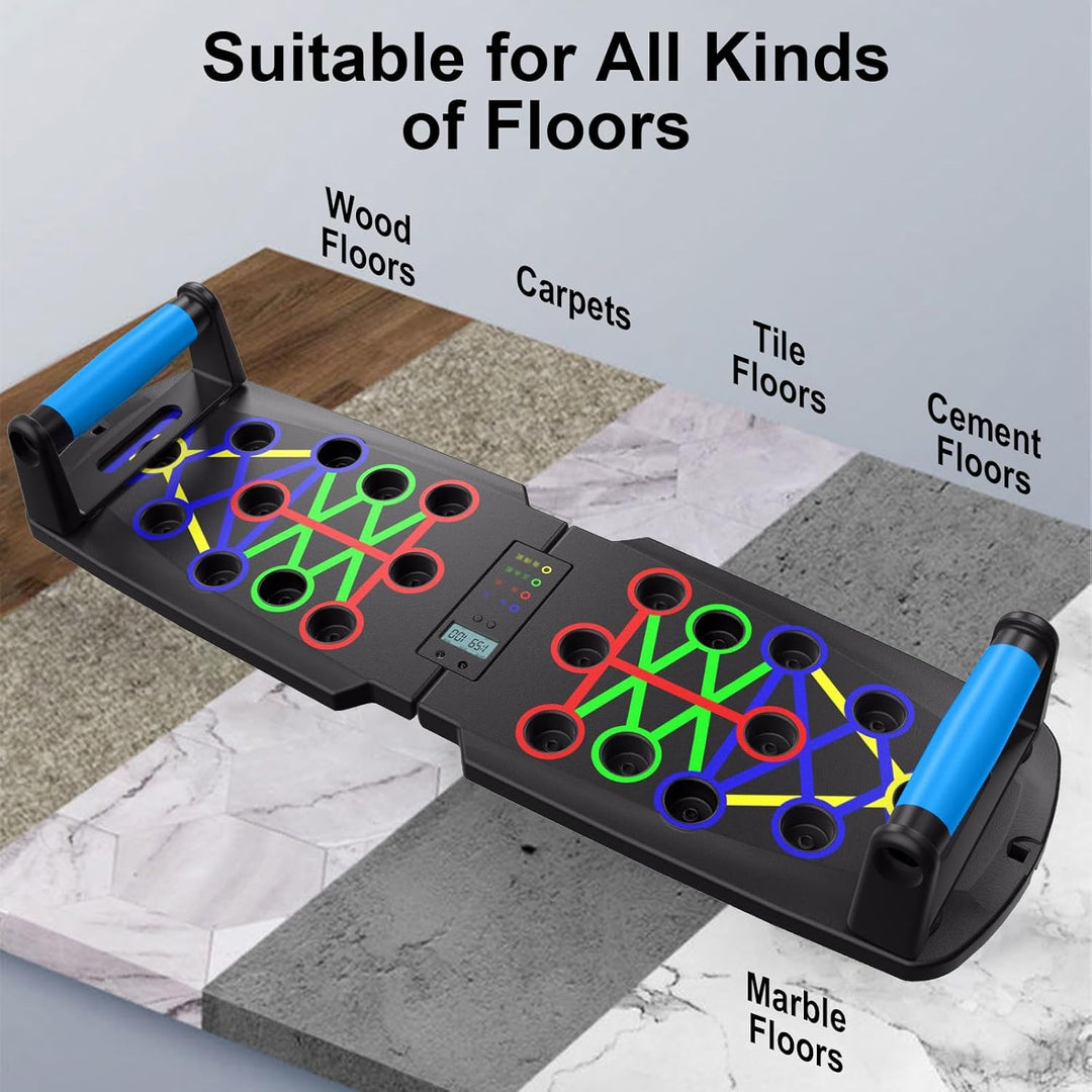 Liegestützbrett mit Automatischer Zählung, Multifunktionales 30-in-1 Push Up Board, Faltbares Fitnes