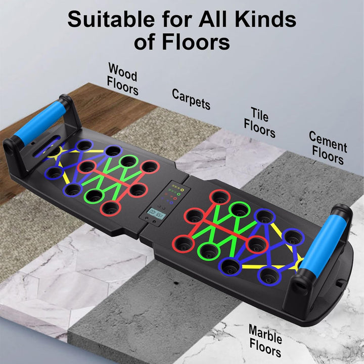 Liegestützbrett mit Automatischer Zählung, Multifunktionales 30-in-1 Push Up Board, Faltbares Fitnes