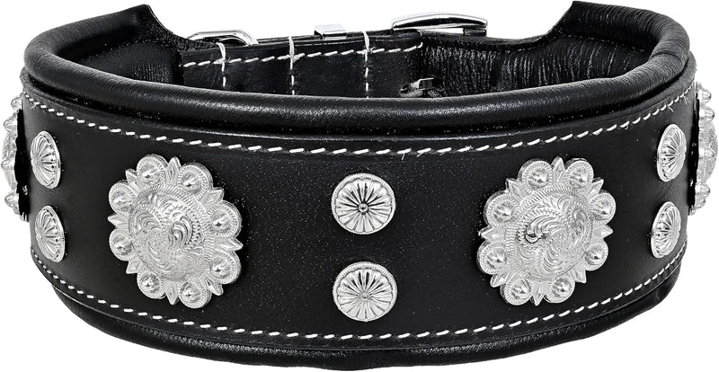 MICHUR Nero Hundehalsband Leder, Lederhalsband Hund, Halsband, schwarz mit schönem Stanzmuster und s