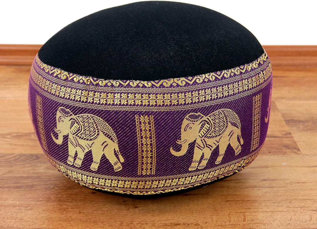 livasia Meditationskissen Thaiseide, Yogakissen klein mit Kapok, Pouf, Bodenkissen Yoga Zen Meditati