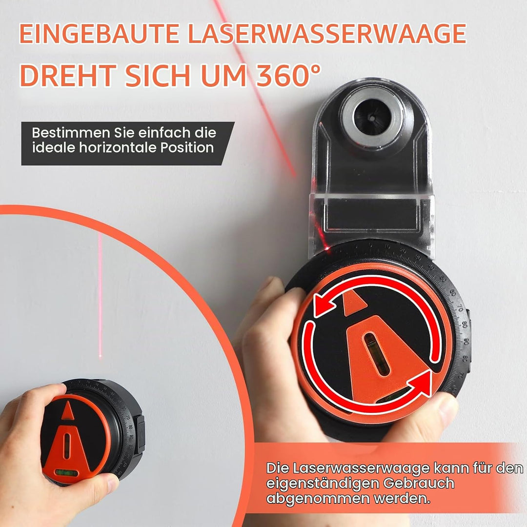 CPROSP Bohrstaubfänger mit Laser Wasserwaage, 2-in-1 Bohrstaubsammler mit 800mAh Akku, Elektronische