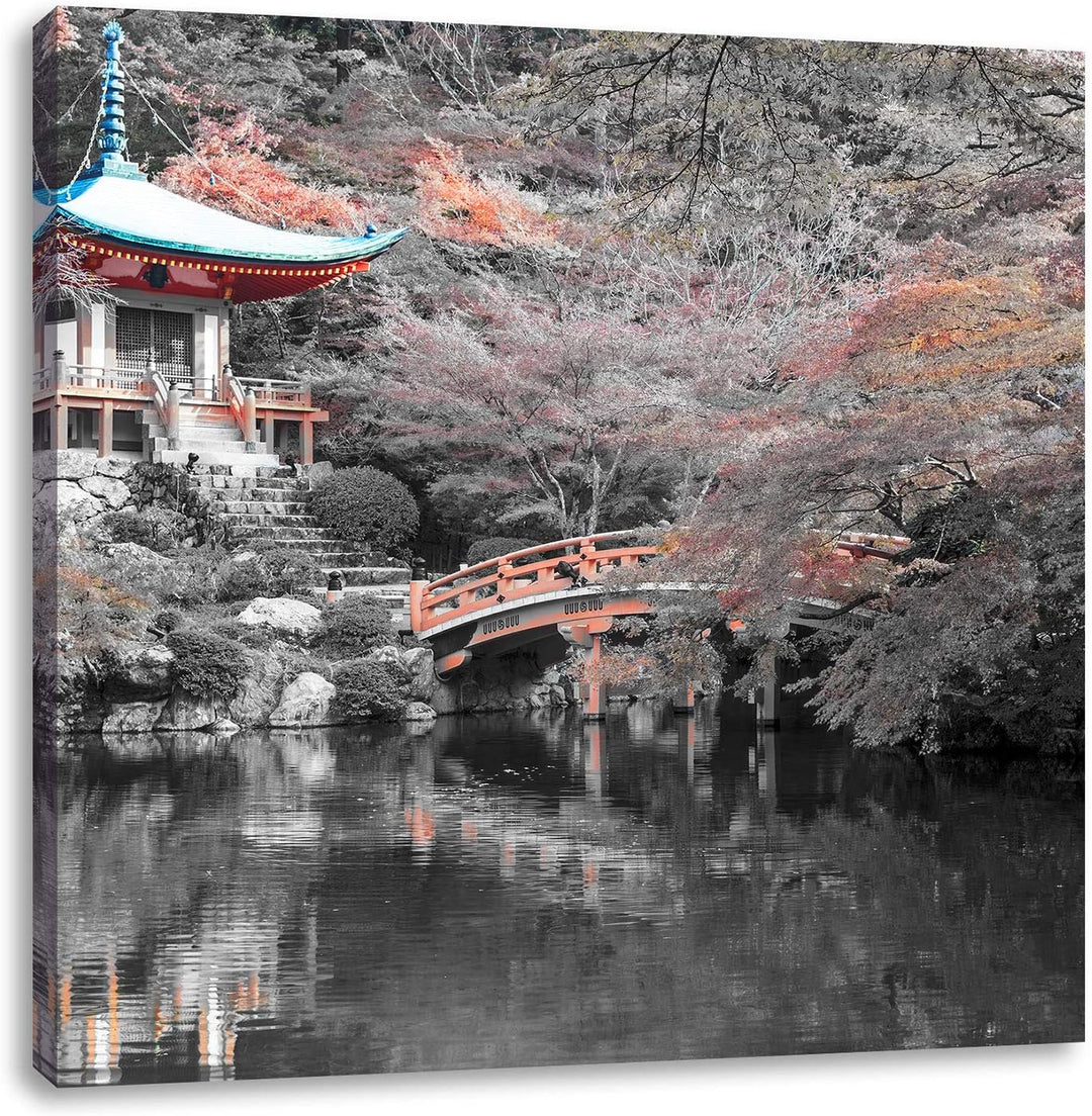 Pixxprint schönes Kloster in Japan als Leinwandbild/Grösse: 70x70 cm/Wandbild/Kunstdruck/fertig besp