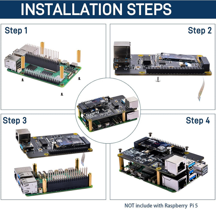 GeeekPi W01 U2500 USB 2.5G Ethernet M.2 NVMe M-Key SSD Shield für Raspberry Pi 5, M.2 PCIe auf NVMe
