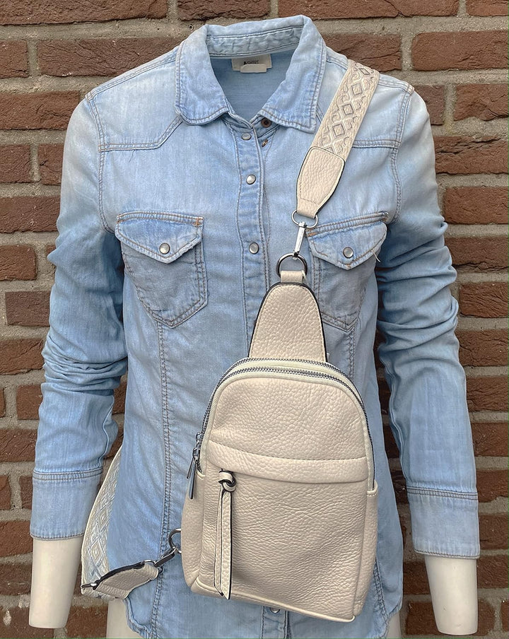 FASHION YOU WANT Sling Bag Brusttasche, Crossbody Umhängetasche Damen veganes Leder,Schultertasche S