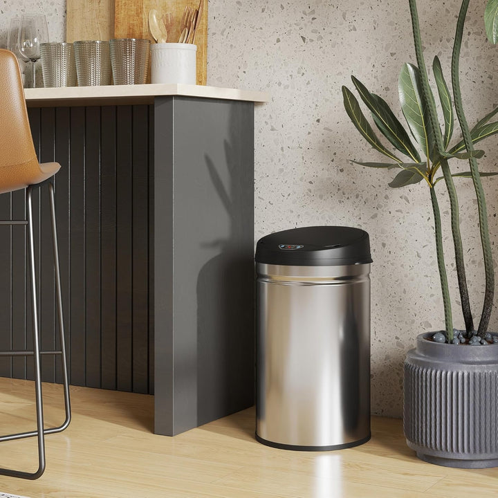HOMCOM Mülleimer mit Sensor 30L Edelstahl Automatischer Leiser Mülleimer mit Soft-Close-Deckel, Bewe