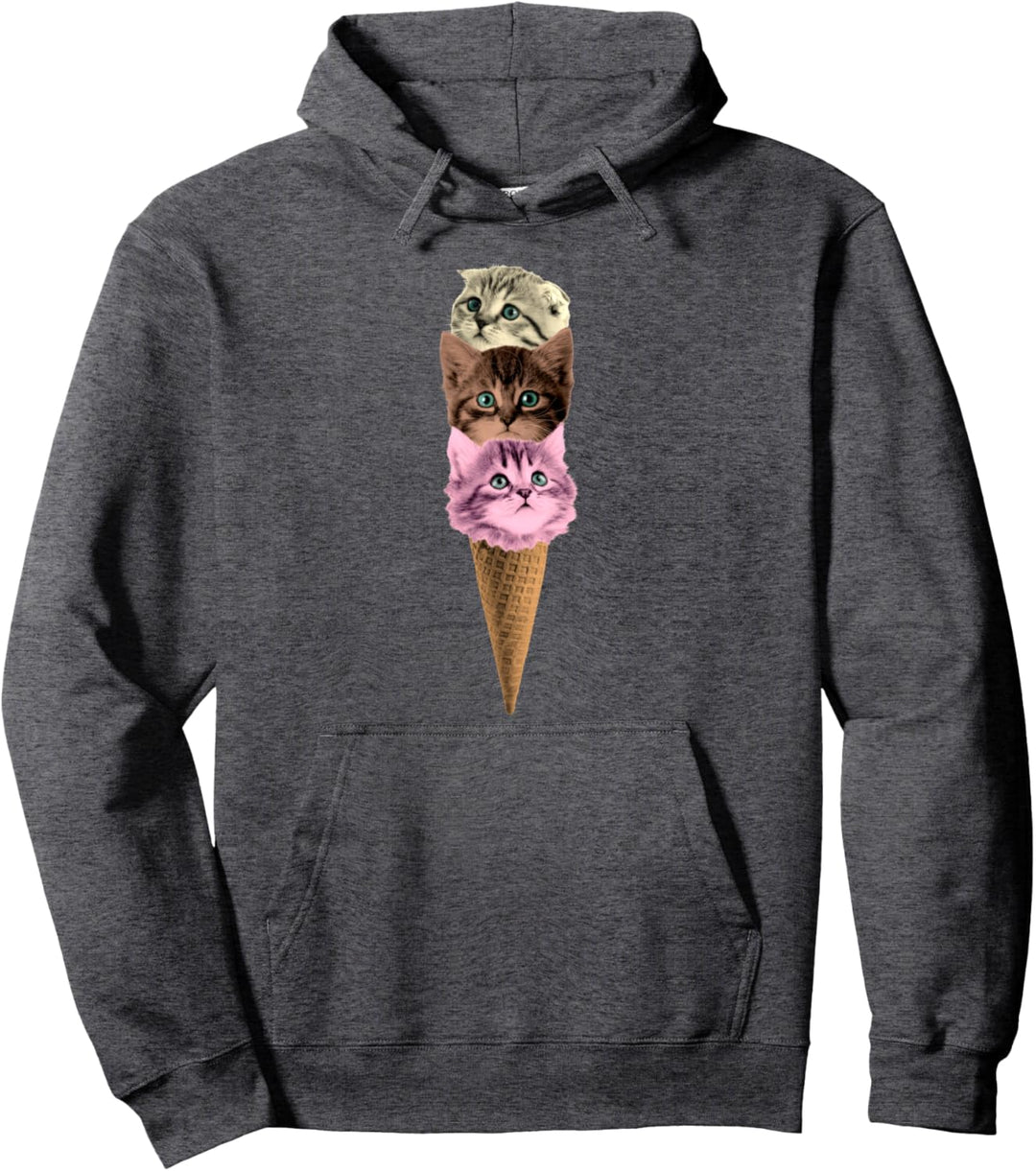 Meow-Scream Ice Cream Cone Kitten Pun Pullover Hoodie