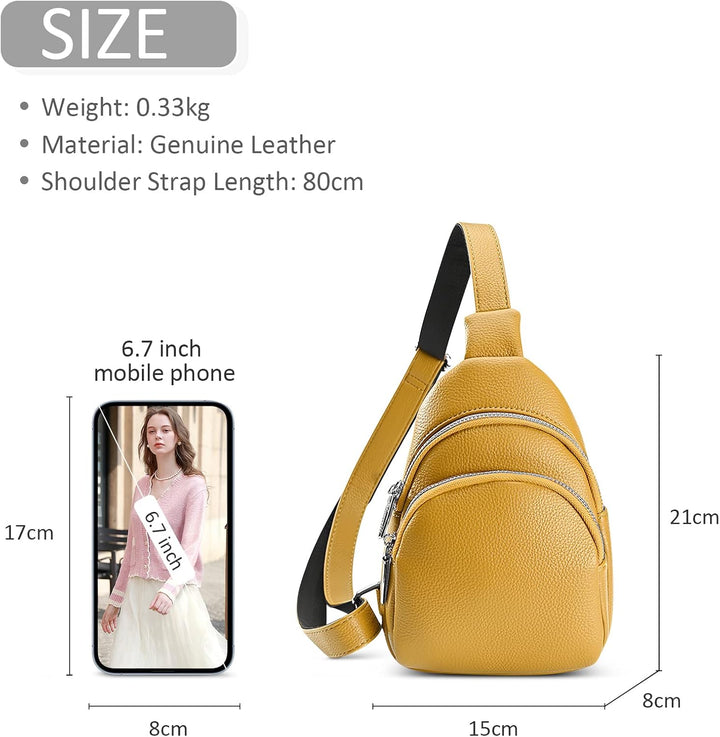 DIRRONA Damen Kleine Umhängetasche Mode Brusttasche lässig Damen Umhängetasche Wasserdicht Echtes Le
