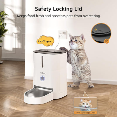 Balimo Futterautomat Katze, 3L Katzenfutter Automat, 2.4G WiFi Futterspender Katze, 1-10 Mahlzeiten,