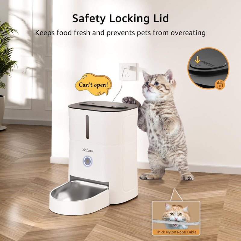 Balimo Futterautomat Katze, 3L Katzenfutter Automat, 2.4G WiFi Futterspender Katze, 1-10 Mahlzeiten,