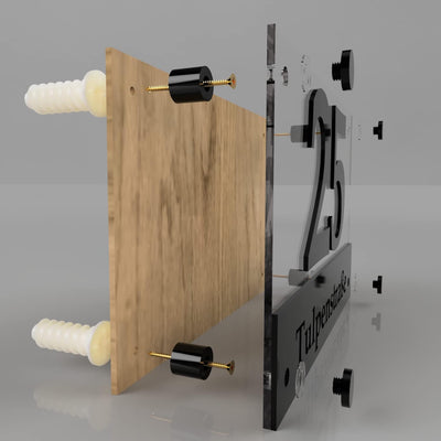 Hausnummer-Schild Adressschild haus hauswand personalisiert holz eiche plexiglass 3d individuelles d
