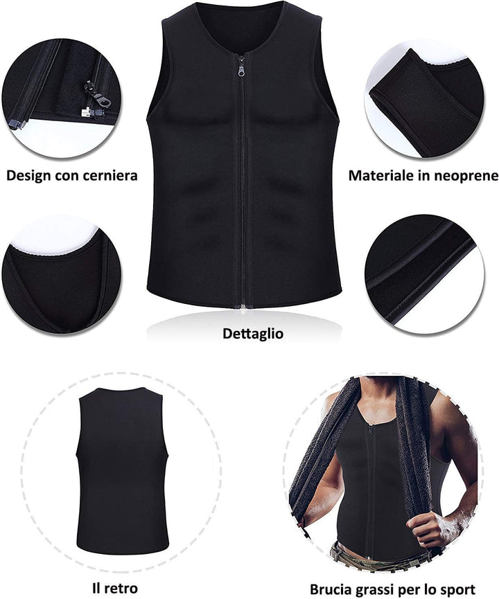 Gotoly Herren Sauna Effekt Anzug Abnehmen Weste Fitness Workout Tank Top Taillenformer Bauchweg Shir