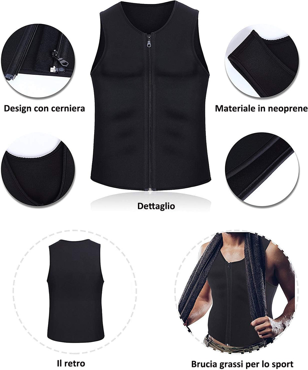 Gotoly Herren Sauna Effekt Anzug Abnehmen Weste Fitness Workout Tank Top Taillenformer Bauchweg Shir