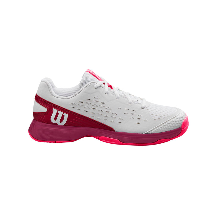 Wilson Unisex Kinder Rush Pro Jr L Sneaker 35 2/3 EU White Beet Red Diva Pink, 35 2/3 EU White Beet