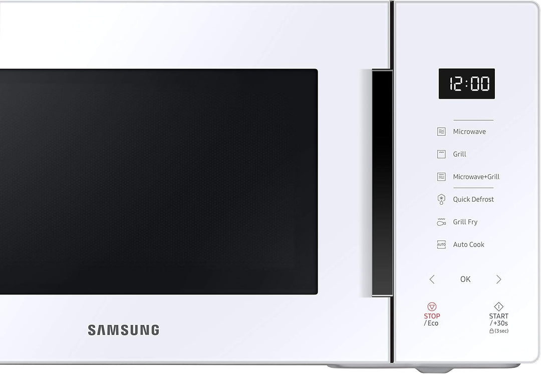 SAMSUNG MG23T5018CW Mikrowelle mit Grill, 23 l, 800 W, Keramik, Emaille, Grill Fry und Standby Eco,