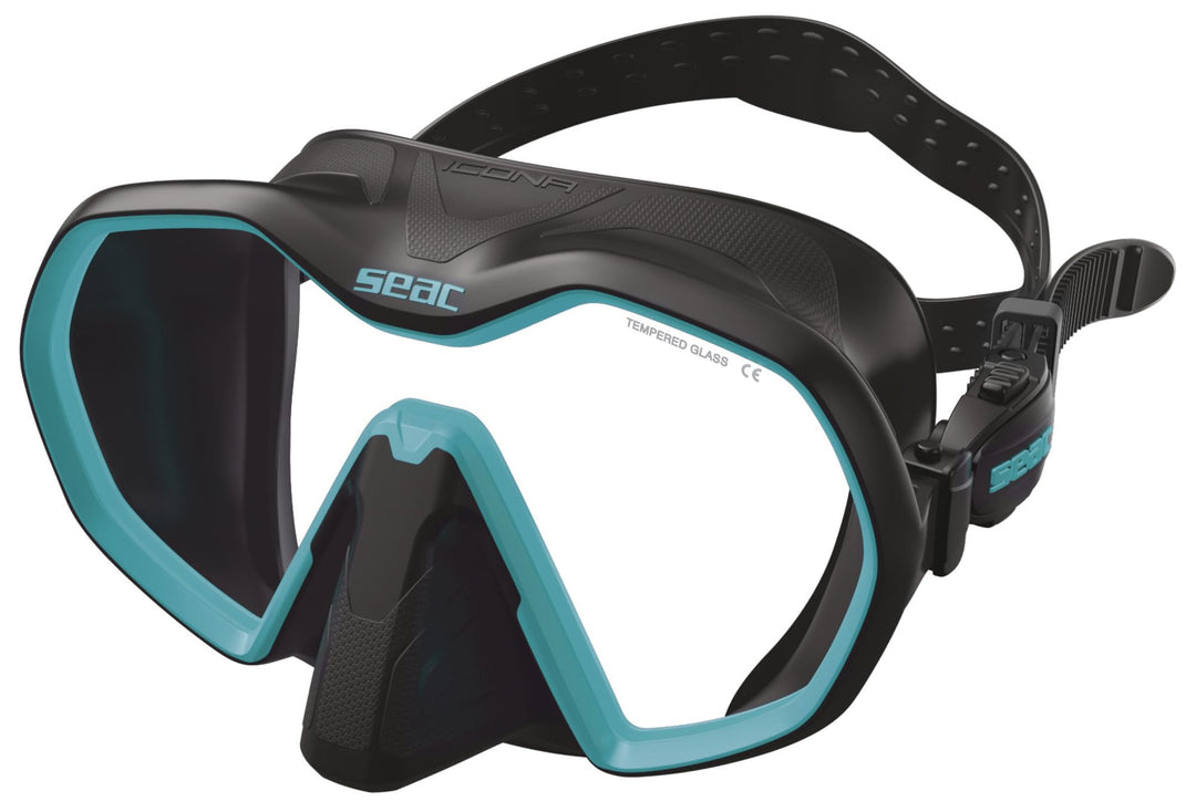 Seac Icona, rahmenlose Einglas-Tauchmaske, 100% Made in Italy schwarz/tiffany, schwarz/tiffany