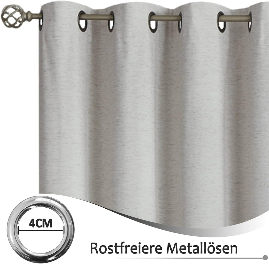 Treatmentex Blickdichte Vorhänge Thermogardine mit Ösen Verdunkelungsvorhang Natur Wärmeisolierende