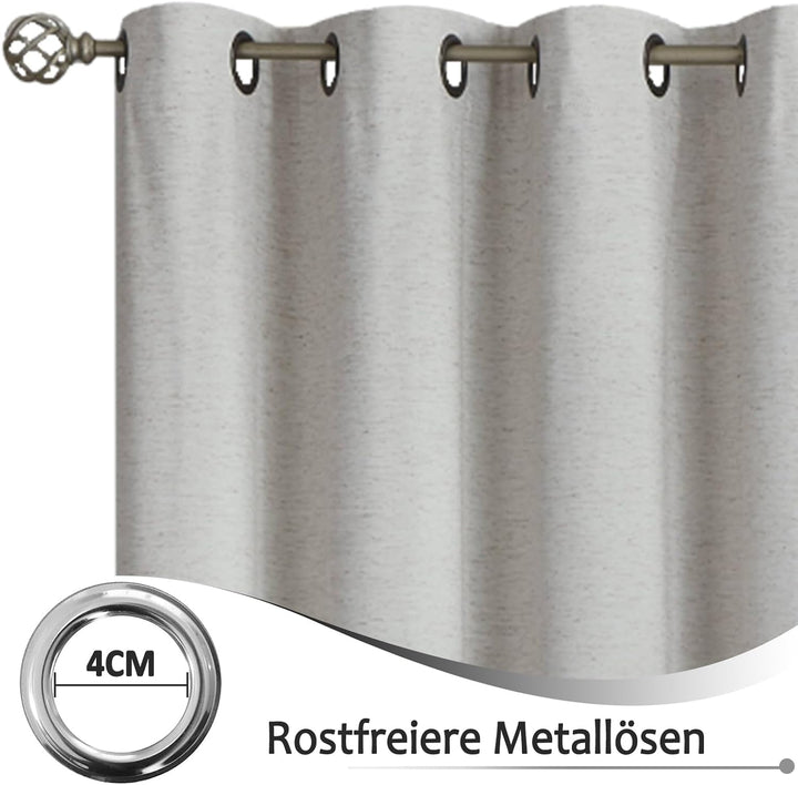 Treatmentex Blickdichte Vorhänge Thermogardine mit Ösen Verdunkelungsvorhang Natur Wärmeisolierende