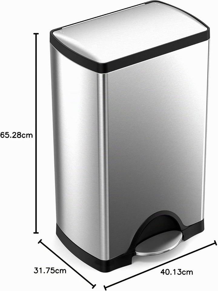simplehuman CW1814 38 Liter, rechteckiger Treteimer, Mülleimer Küche, gebürsteter Stahl, 10 Jahre Ga