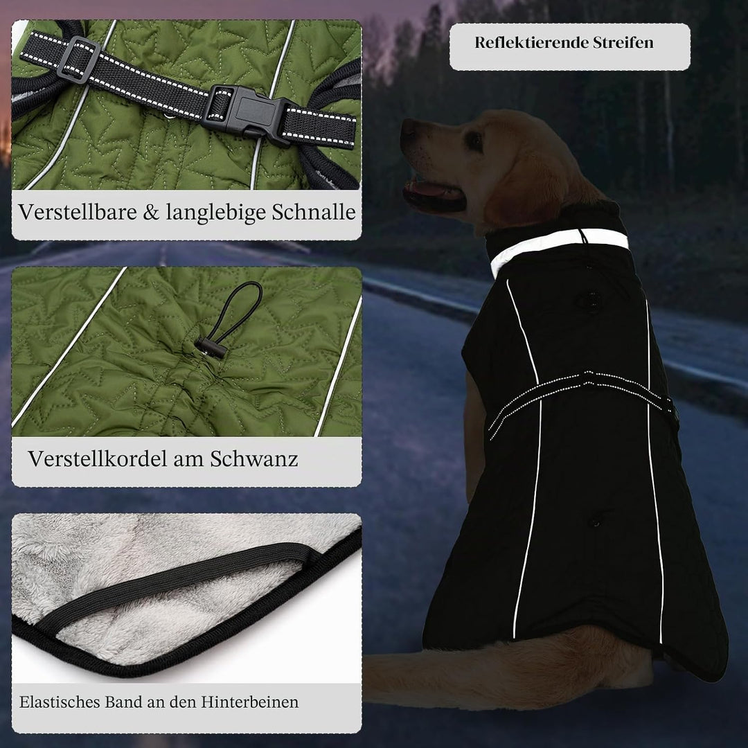 Hundejacke Winter Mantel Hund Wasserdicht Regen Hundemantel Warm Reflektierend Wintermantel Hund Fle