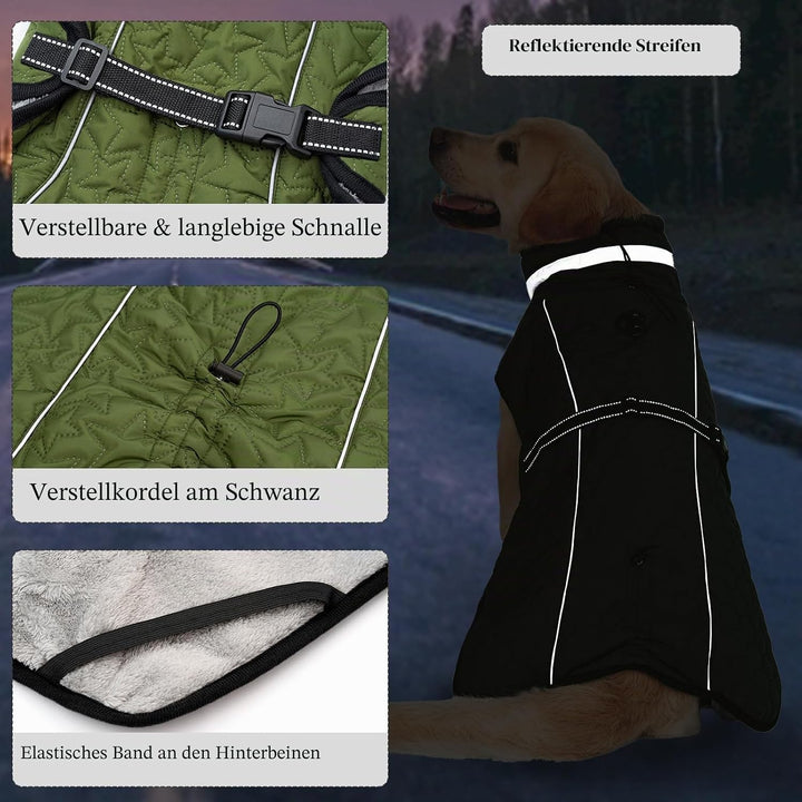 Hundejacke Winter Mantel Hund Wasserdicht Regen Hundemantel Warm Reflektierend Wintermantel Hund Fle