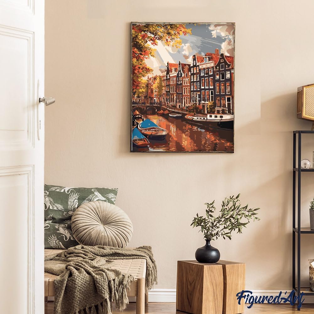 Figured'Art Malen Nach Zahlen Erwachsene Mit Rahmen Sonnenschein in Amsterdam - Paint by Numbers Bas