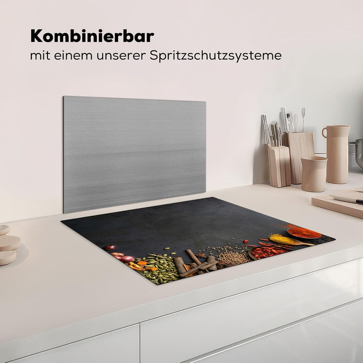 KitchenYeah© Herdabdeckplatte Einteilig Ceranfeld Abdeckplatte Küche Deko Gewürze &amp; Kräuter 52L x 65