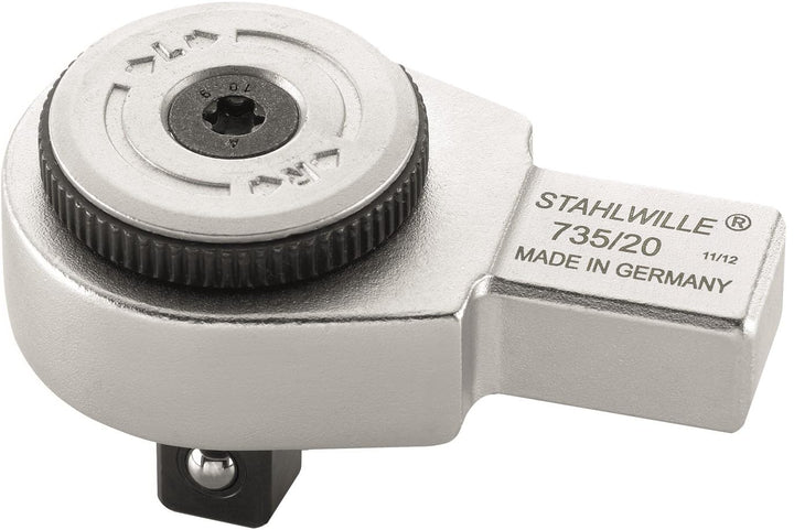 STAHLWILLE Nr. 735/20 1/2“ Feinzahn-Einsteckknarre 14x18 mm Aufnahme zum Einstecken in Drehmomentsch