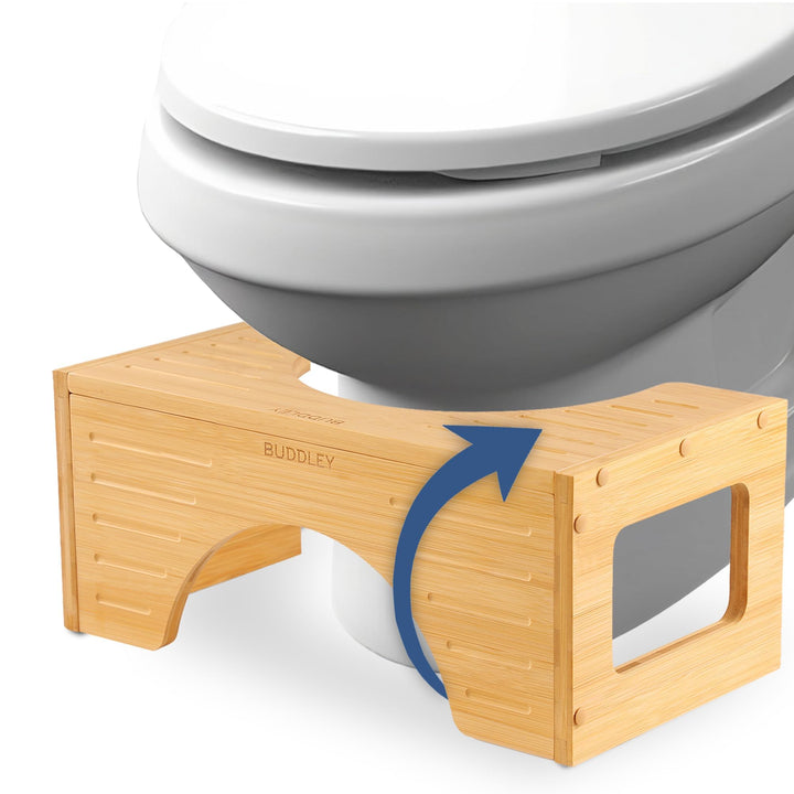 BUDDLEY Toilette hocker klappbar - toilettenhocker Bambus - Klohocker für die richtige Haltung - Toi