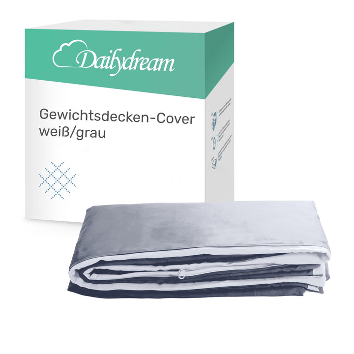 Dailydream Bezug für Erwachsenengewichtsdecke 135 x 200 cm | zweifarbig weiss | 100% Baumwolle | Ers