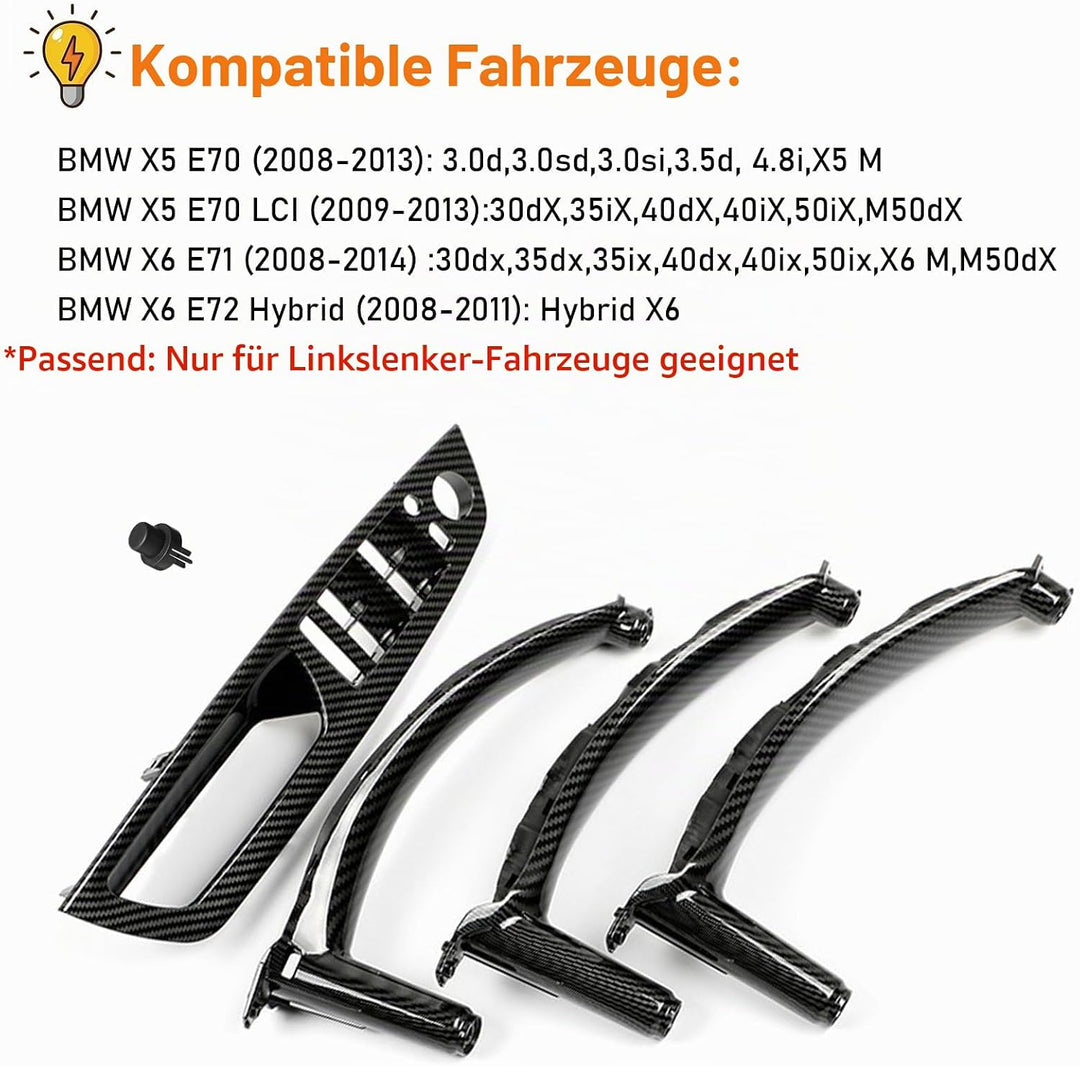TTCR-II 4PCS Kompatibel mit Türgriff Innen Links + Rechts Compatibel mit X5 E70 2008–2013, X6 E71/E7