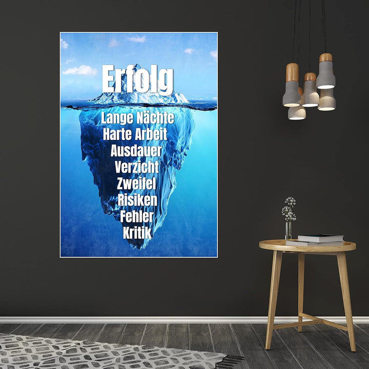 wandmotiv24 Poster als Wanddeko, Grösse 100x70cm, Erfolg Eisberg, Arktis, Arbeit, Moderne Wanddeko,