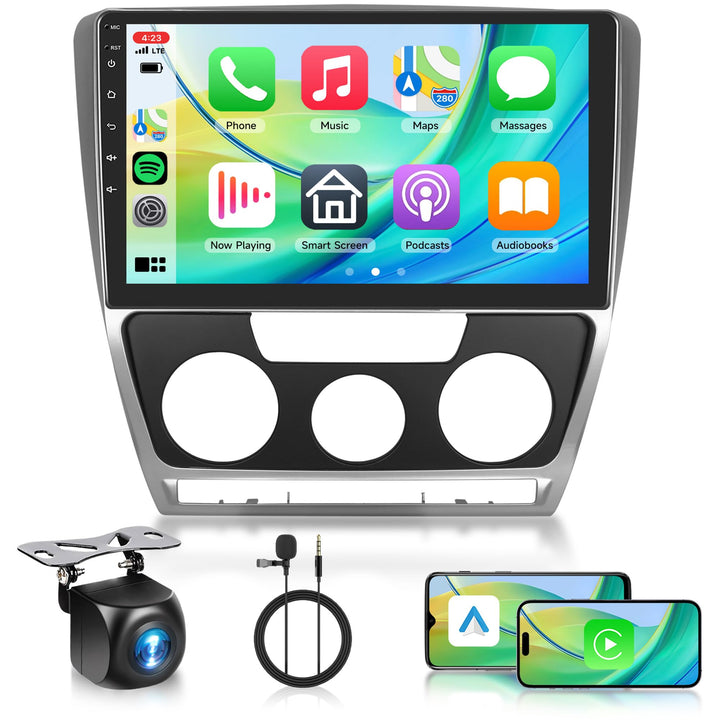 Rimoody 4+64G Wireless Carplay Android Autoradio für VW Skoda Octavia 2007-2014 10.1 Zoll HD Autorad