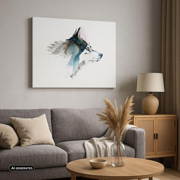 Bilder auf Leinwand 100x70cm Leinwandbild Hund Illustration Fantasie Gross Wanddeko Bild Schlafzimme
