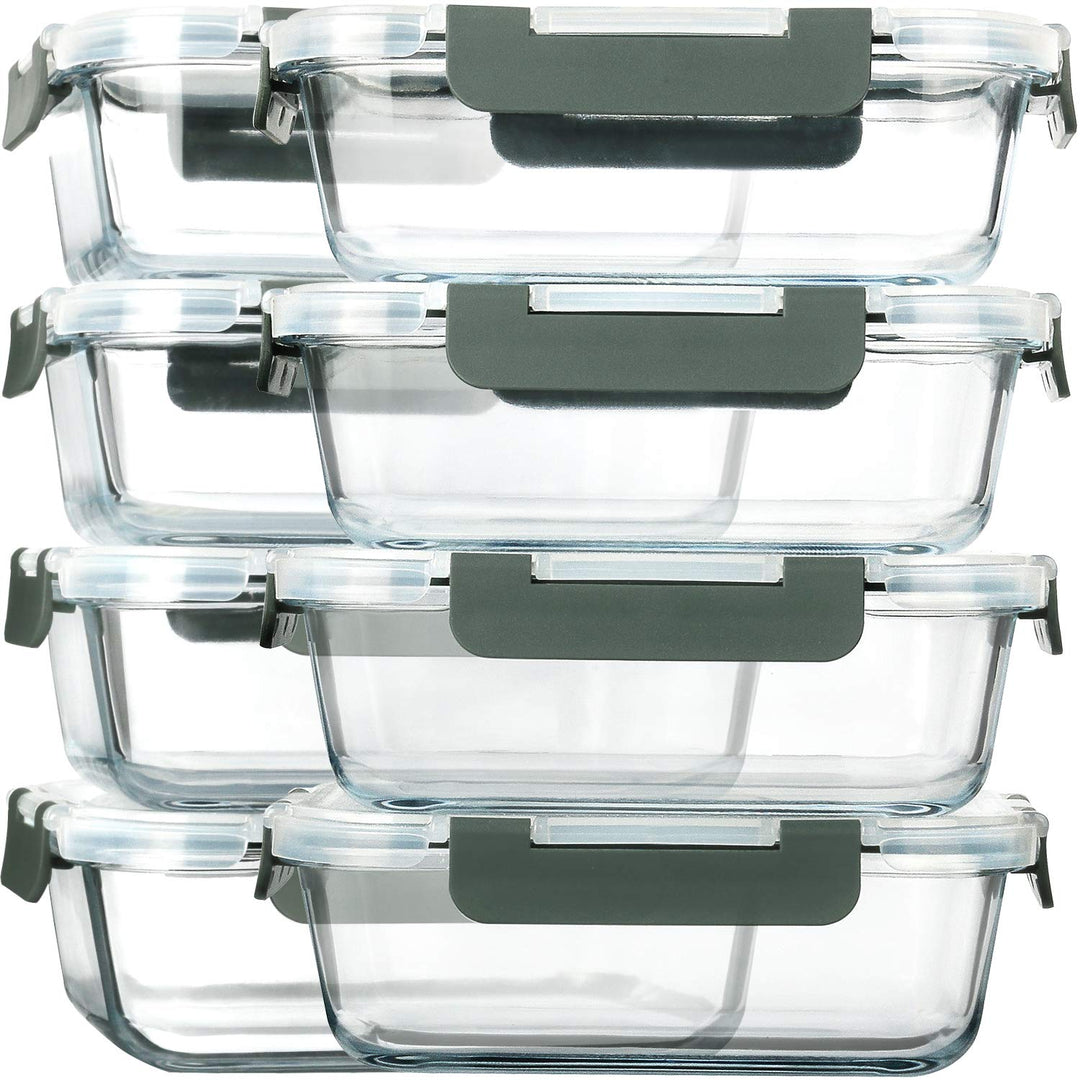 M MCIRCO 8 Packs 860 ml Glas-Frischhaltedosen Set für Lebensmittel, Spülmaschinen, Mikrowellen &amp; Gef