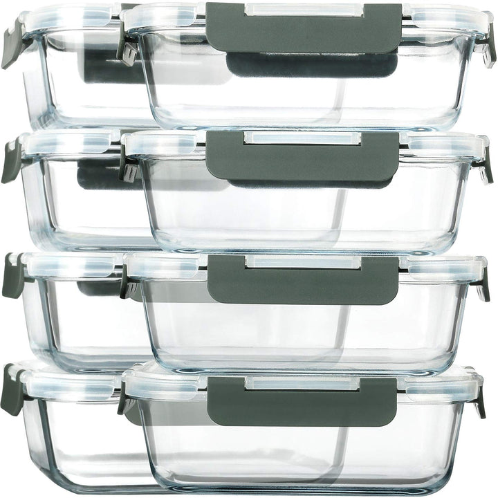 M MCIRCO 8 Packs 860 ml Glas-Frischhaltedosen Set für Lebensmittel, Spülmaschinen, Mikrowellen &amp; Gef